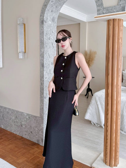 Two Piece Waistcoat Style With Fishtail Skirt